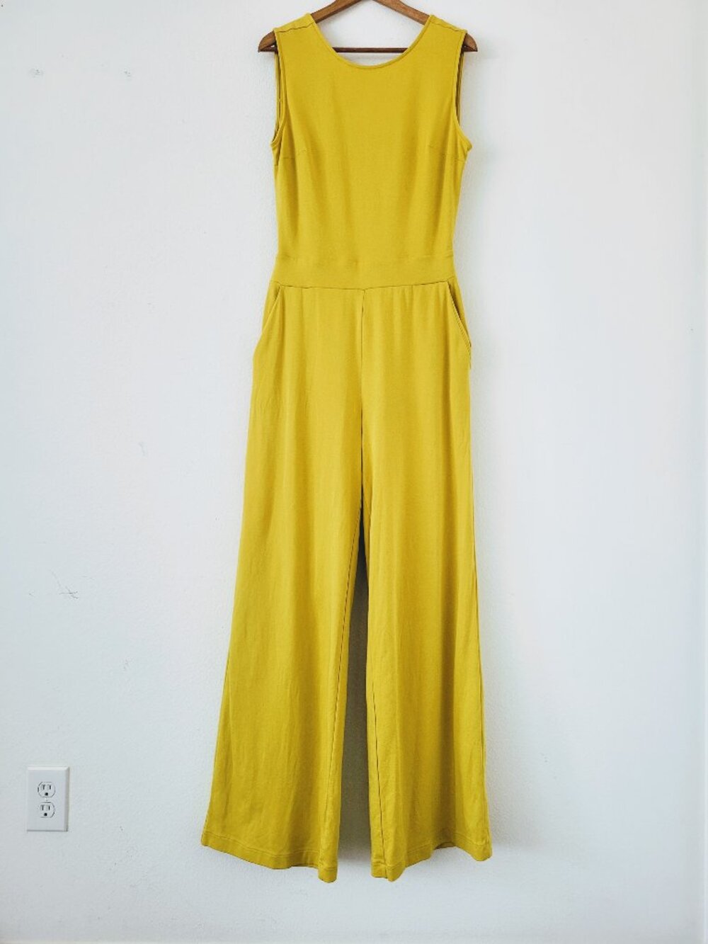 New York & Company Cotton Sleeveless Tank Pants Jumpsuit Size L
